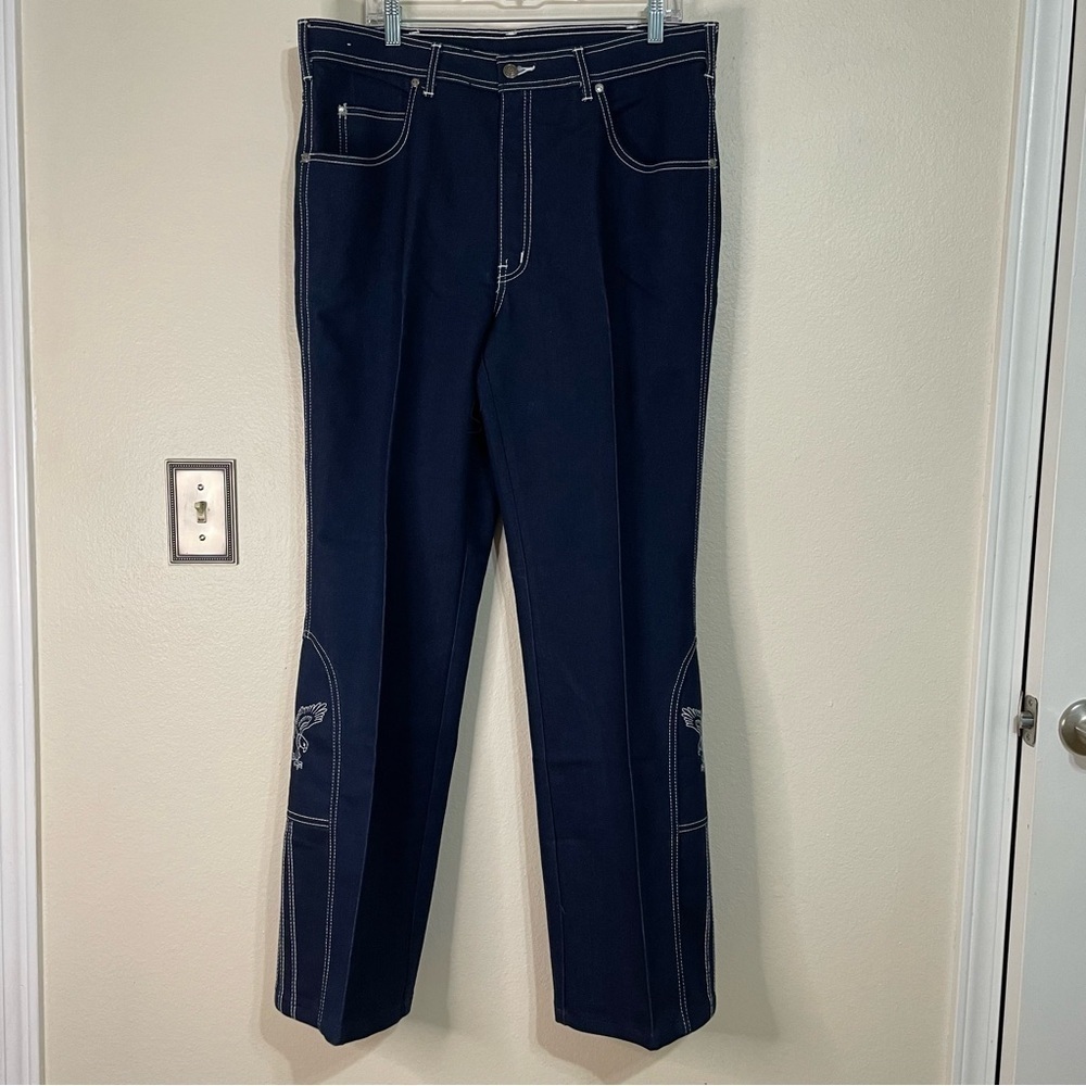 Vintage Sheplers Dark Wash‎ Eagle Embroidered Jeans Sz 38 Western Rodeo Classic